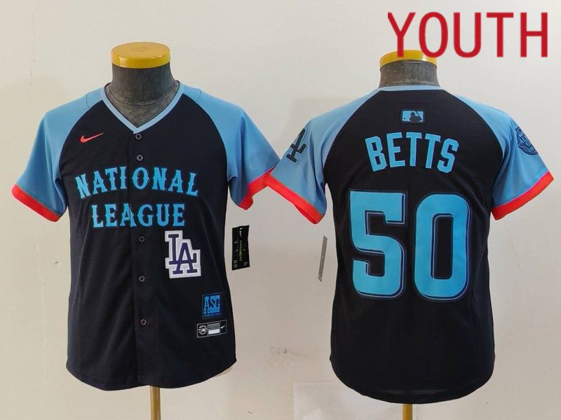 Youth Los Angeles Dodgers #50 Betts Blue All star 2024 Nike MLB Jersey style 8155